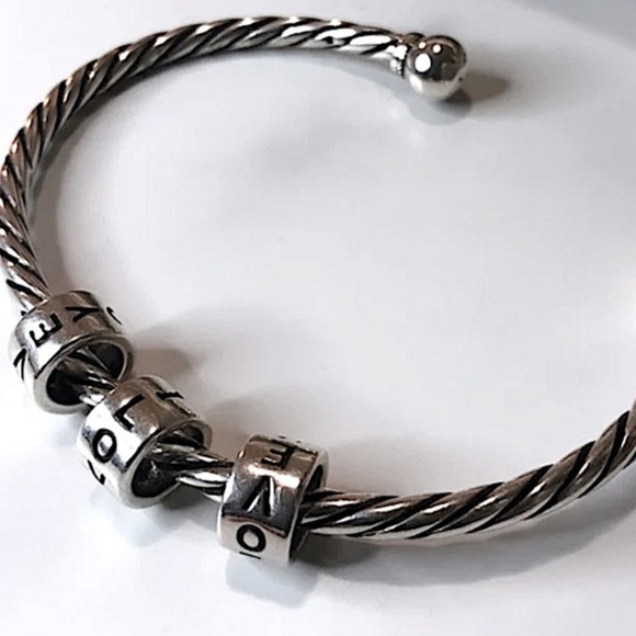 Sterling Silver I Love You Anxiety Bangle Bracelet - Picture 7 of 9